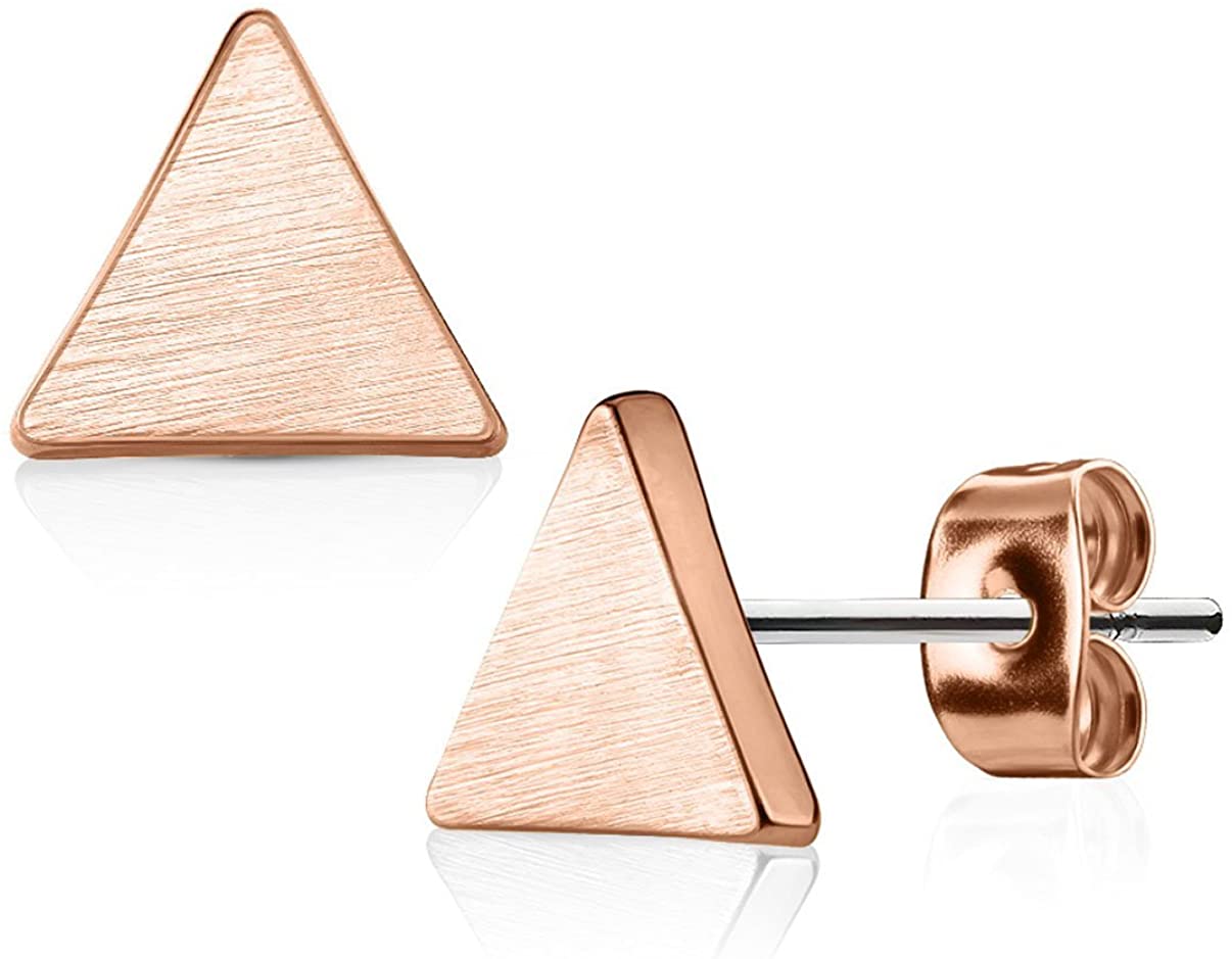 Geo-Shaped Surgical Steel Brushed Finish Stud Earrings