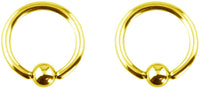 Forbidden Body Jewelry Pair 2g-20g Gold & Rose Gold Tone Surgical Steel Captive Bead Body Piercing Hoops (2pcs)