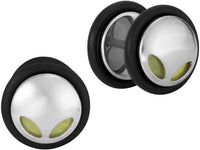 Forbidden Body Jewelry 16g Cheater Plug Earrings: 1/2 Inch Surgical Steel Glow in The Dark Alien Eyes Fake Plugs