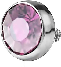 Forbidden Body Jewelry 14g 316L Internally Threaded Ultra Thin Flat Disc Light Purple 4.4 mm Gem Top for Dermal Piercing