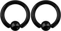 Pair 10g-20g Black/Rainbow Surgical Steel Captive Bead Body Piercing Hoops (Select Color/Gauge/Diameter)