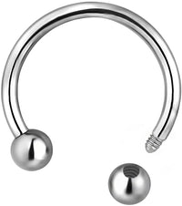 Forbidden Body Jewelry 16g 3/8" Titanium Septum Piercing Horseshoe Hoop Ring with 3 mm Balls