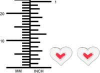 Hypoallergenic Sterling Silver Two Tone White & Red Heart Stud Earrings for Kids (Nickel Free)