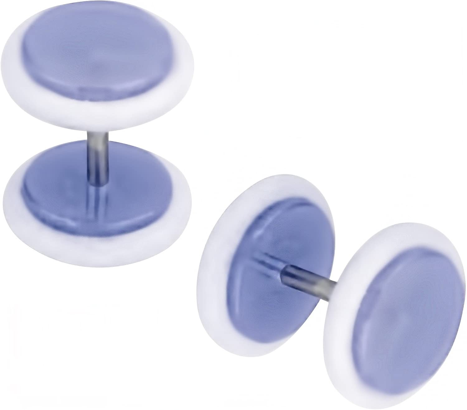 Forbidden Body Jewelry 18g Cheater Plug Earrings: 0g 8 mm Surgical Steel Blue Glow in The Dark Fake Plugs