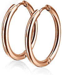 Pair of 10 or 12mm Surgical Steel Hinged Seamless Hoop Earrings