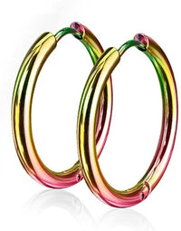 Pair of 10 or 12mm Surgical Steel Hinged Seamless Hoop Earrings