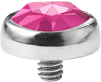 Forbidden Body Jewelry 14g 316L Internally Threaded Ultra Thin Flat Disc Pink 4.4 mm Gem Top for Dermal Piercing