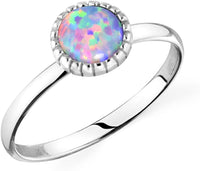 Forbidden Body Jewelry .925 Sterling Silver Synthetic Opal Knuckle Ring (Size 3.5)