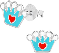 Hypoallergenic Sterling Silver Princess Crown Stud Earrings for Kids (Nickel Free)