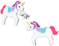 Hypoallergenic Sterling Silver 7/16" Unicorn Earrings for Kids (Nickel Free)