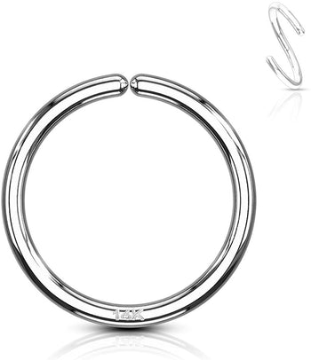 Forbidden Body Jewelry 20g 8mm Solid 14K Gold Hoop Ring for Nose and Cartilage Piercings