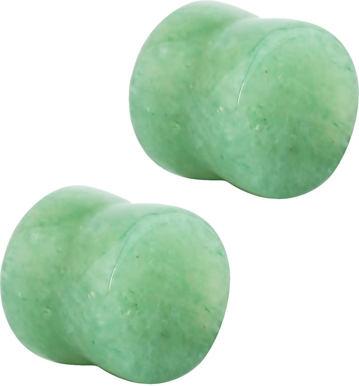 Forbidden Body Jewelry 3mm - 25mm Semi-Precious Jade Ear Gauges, Solid Gemstone Double Flared Saddle Plug Earrings Sold as Pairs