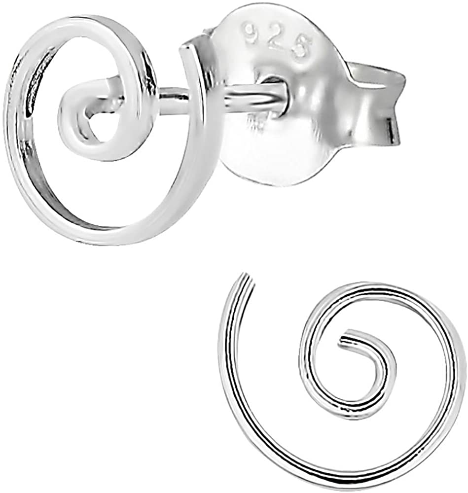 Hypoallergenic Sterling Silver Tiny Spiral Celtic Symbol Stud Earrings for Kids (Nickel Free)