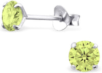 Hypoallergenic Sterling Silver CZ Crystal August Birthstone Earrings for Little Girls (Nickel Free)