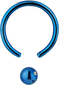 Forbidden Body Jewelry 14g 1/2 Inch Surgical Steel Blue IP Plated Captive Bead CBR Hoop Ring