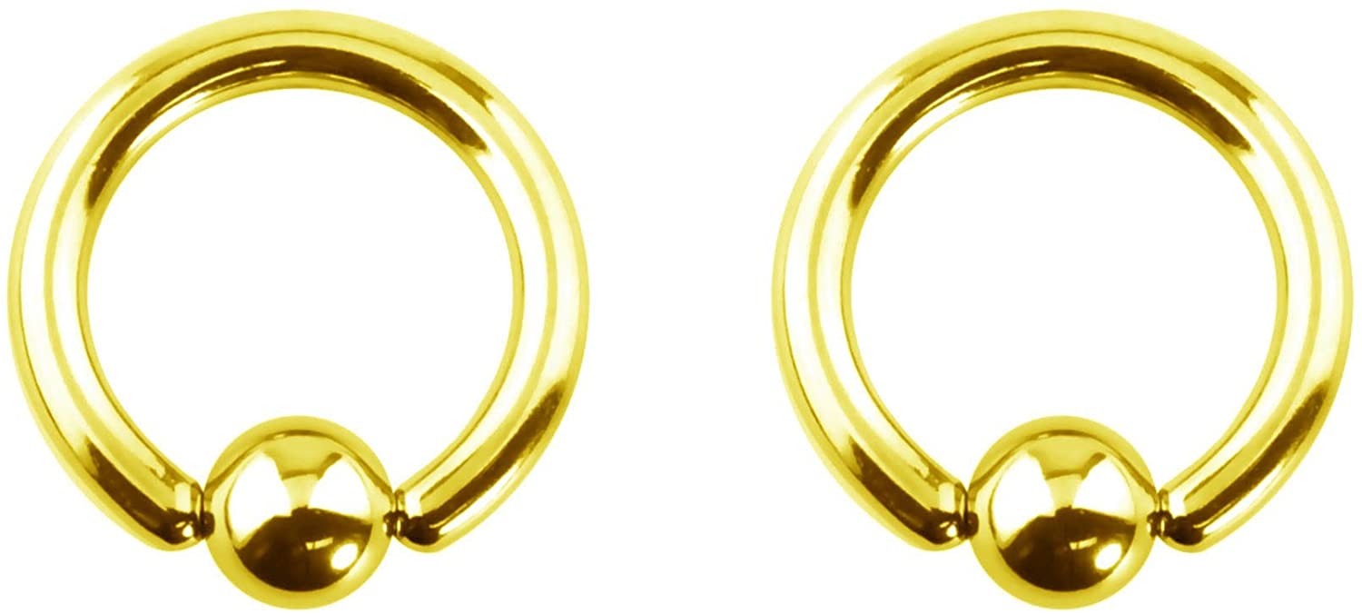 Forbidden Body Jewelry Pair 2g-20g Gold & Rose Gold Tone Surgical Steel Captive Bead Body Piercing Hoops (2pcs)