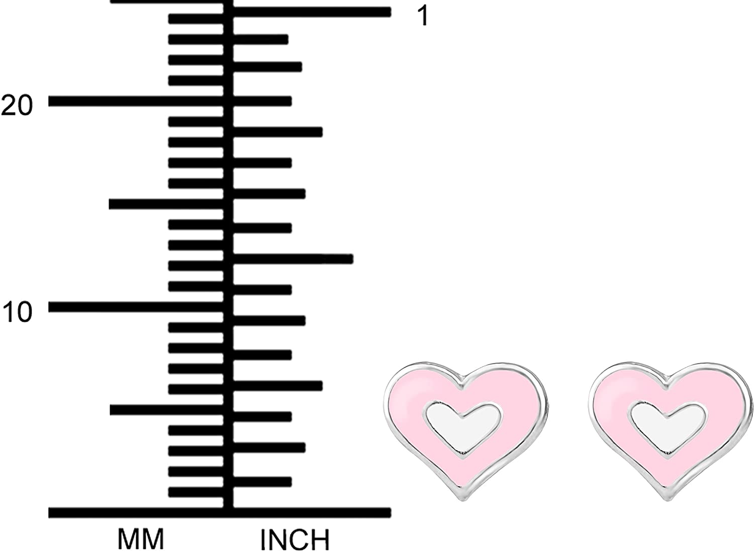 Hypoallergenic Sterling Silver Two Tone Pink & White Heart Stud Earrings for Kids (Nickel Free)