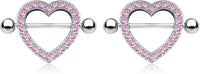 Forbidden Body Jewelry Surgical Steel CZ Crystal Heart Nipple Shield Barbells