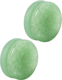 Forbidden Body Jewelry 3mm - 25mm Semi-Precious Jade Ear Gauges, Solid Gemstone Double Flared Saddle Plug Earrings Sold as Pairs