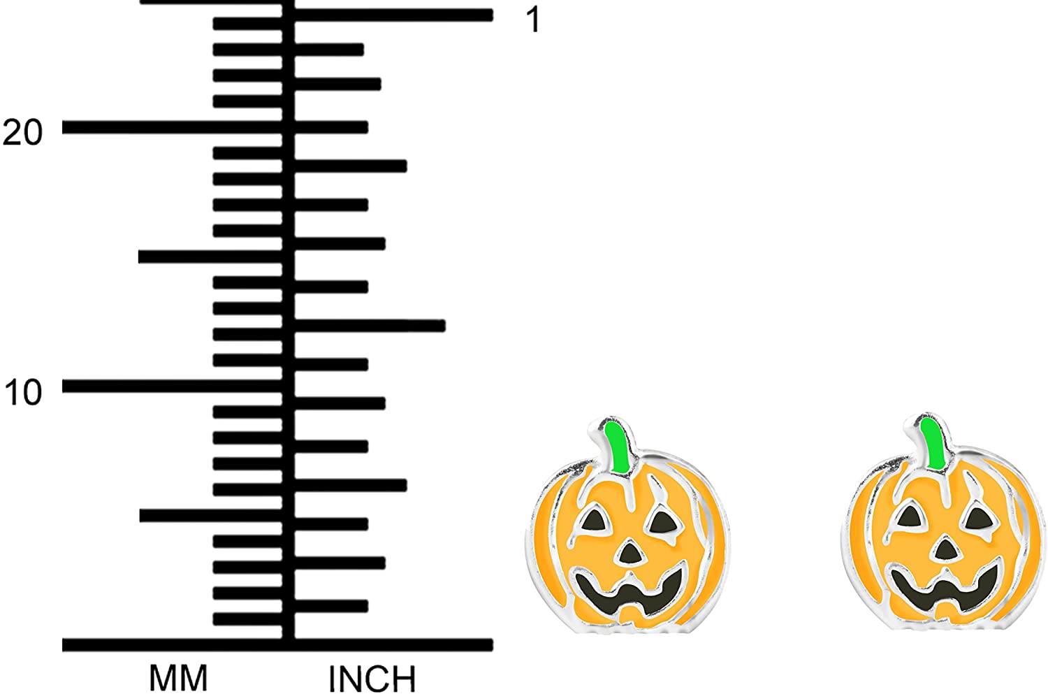 Hypoallergenic Sterling Silver Halloween Jack-O-Lantern Pumpkin Stud Earrings for Kids (Nickel Free)