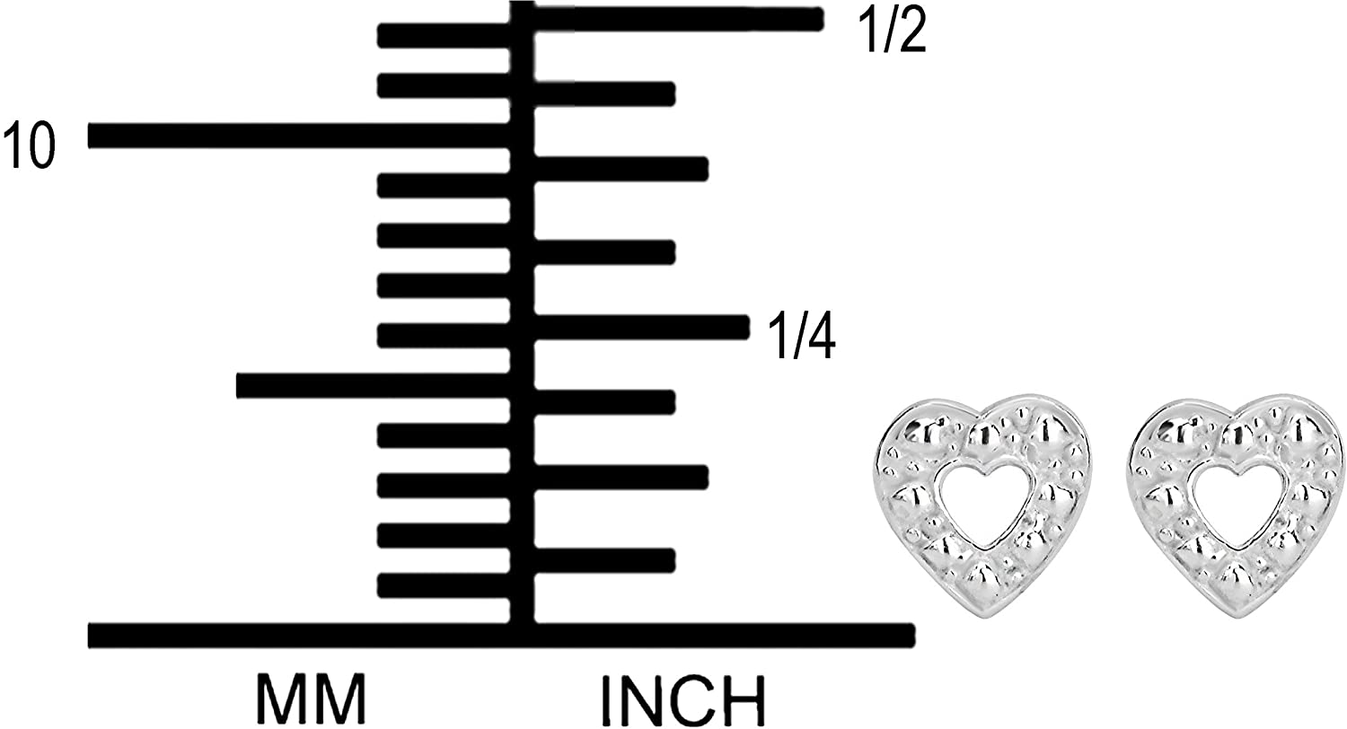 Hypoallergenic Sterling Silver Heart Stud Earrings for Kids (Nickel Free)