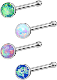 Forbidden Body Jewelry 20g 6mm Surgical Steel, Gold IP Plated & Rose Gold IP Plated Synthetic Opal Top Nose Stud