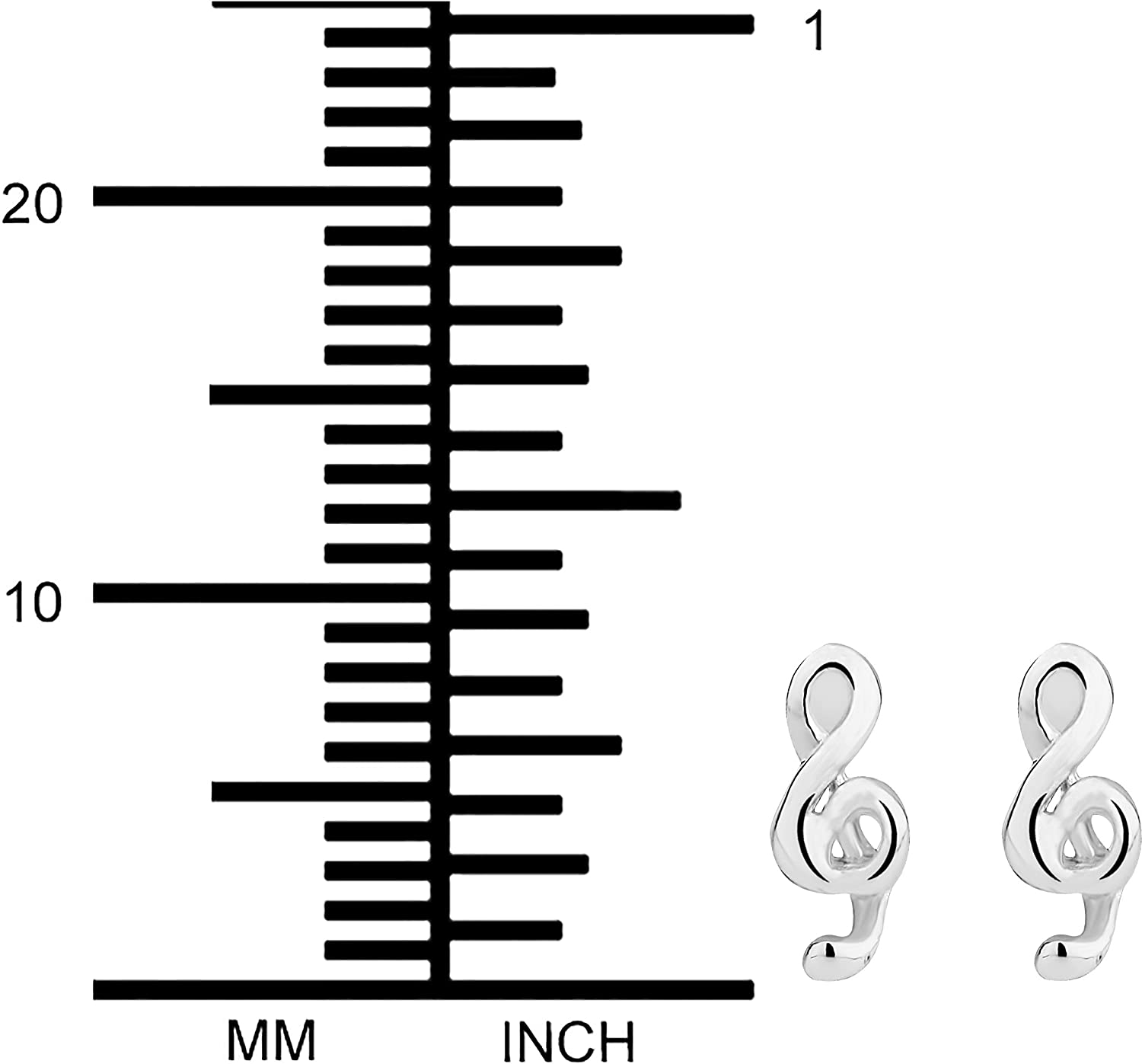 Hypoallergenic Sterling Silver Music Note Symbol Stud Earrings for Kids (Nickel Free)