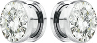 Forbidden Body Jewelry 8G-7/8 Surgical Steel Screw Fit CZ Center Tunnel Plug Earrings (Sold as Pair)