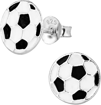 Hypoallergenic Sterling Silver Soccer Ball Stud Earrings for Kids (Nickel Free)