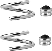 Forbidden Body Jewelry Pair of 2 Unique Twist Piercing Rings: 14g 7/16 Inch Surgical Steel Black CZ Twist Hoop Rings