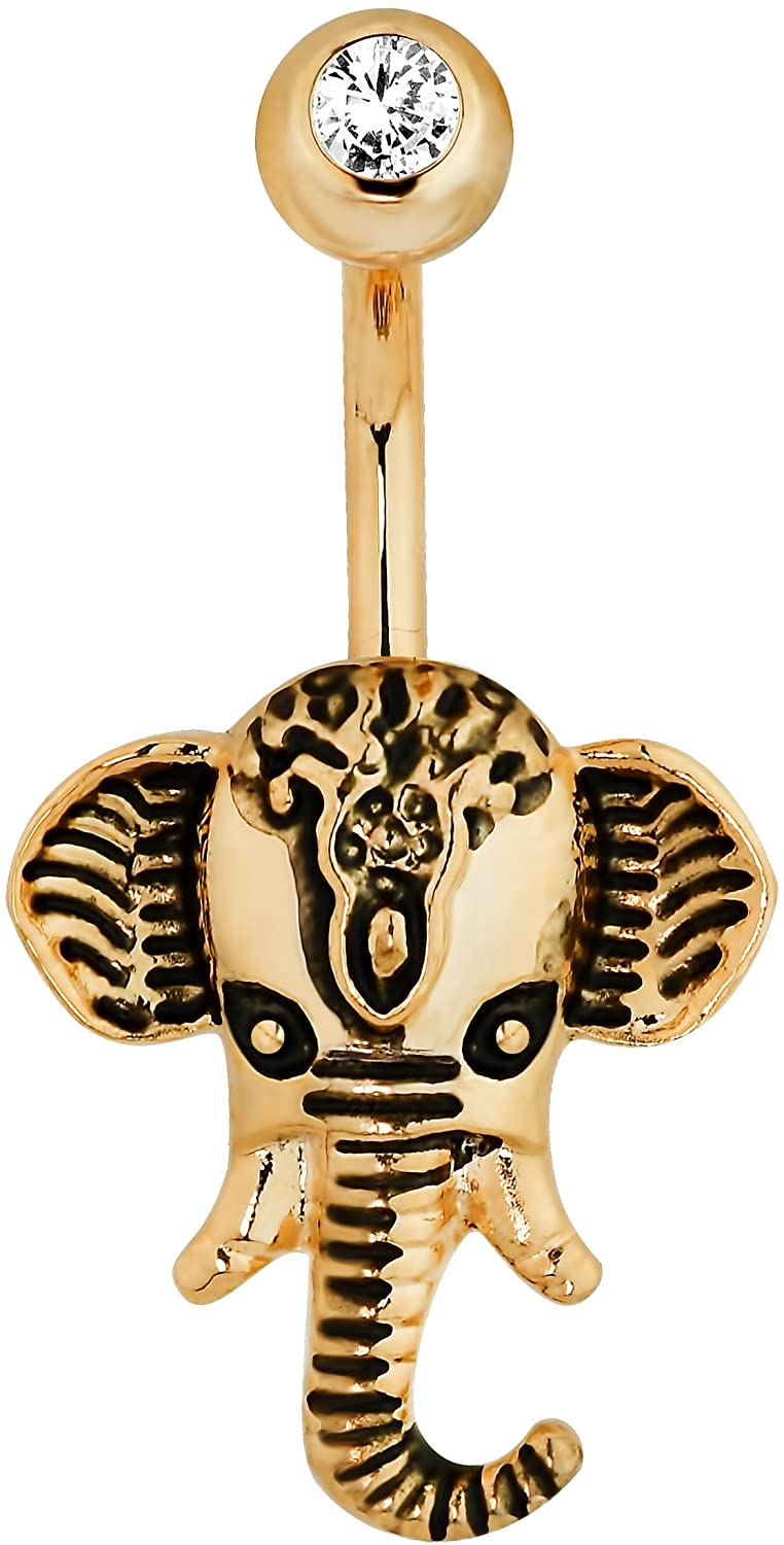 Forbidden Body Jewelry Surgical Steel Elephant Animal Belly Button Ring