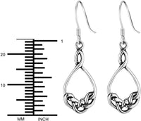 .925 Sterling Silver Celtic Knot Design Hoop Dangle Earrings