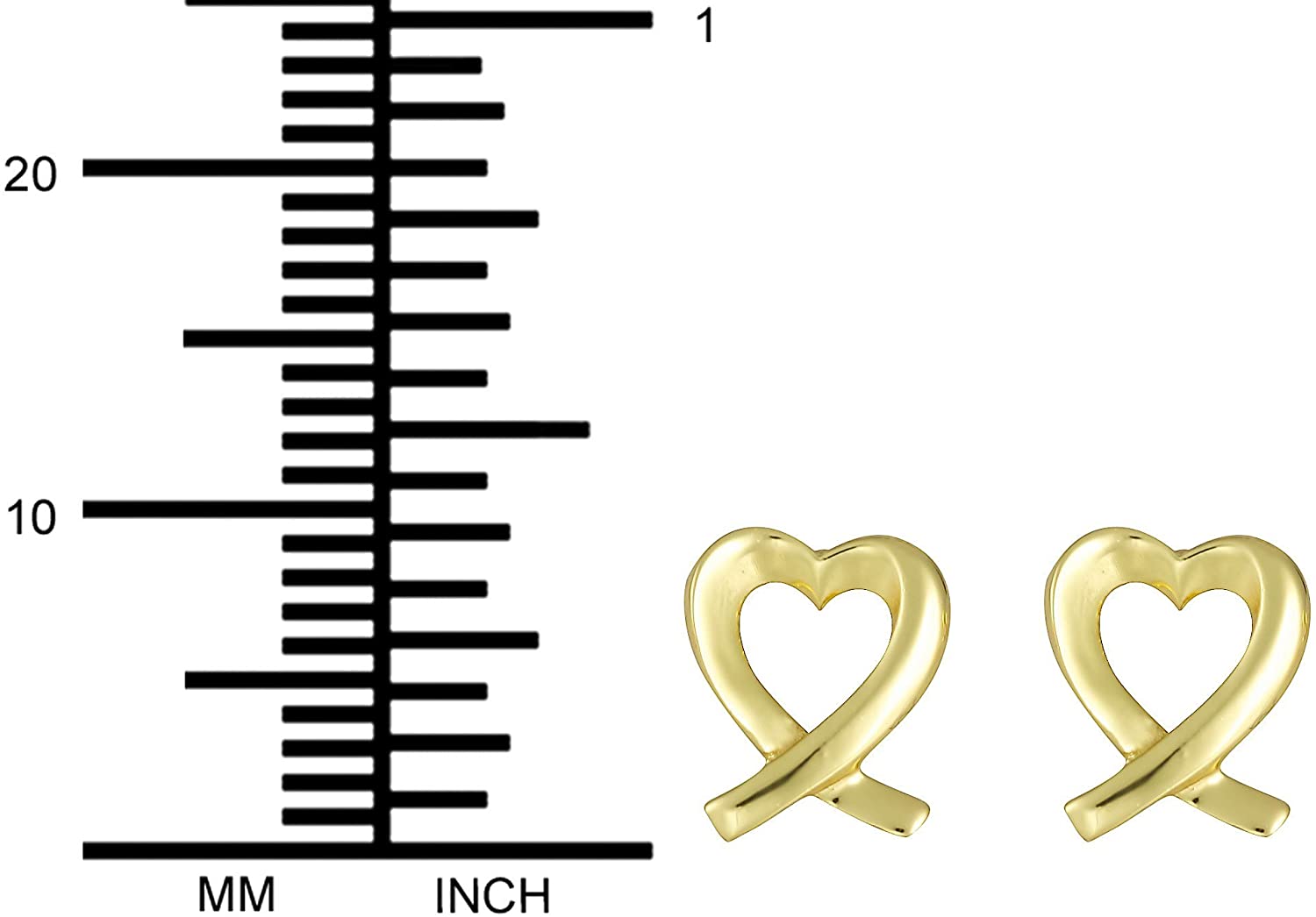 Hypoallergenic 14k Gold Plated Sterling Silver Crossover Heart Stud Earrings for Kids (Nickel Free)