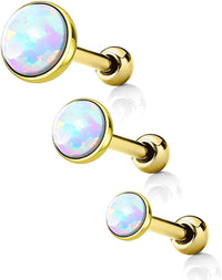 Forbidden Body Jewelry 16g Surgical Steel Synthetic Opal Cartilage Stud Earring