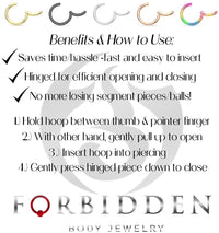 Forbidden Body Surgical Steel Hinged Nose Ring Hoop 14G 16G 18G, Silver/Gold/Rose Gold/Rainbow/Black (Sold Individually)