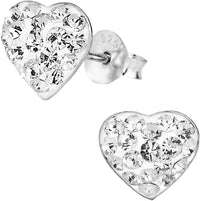 Hypoallergenic Sterling Silver Crystal Heart Stud Earrings for Kids (Nickel Free)