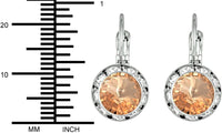 Austrian Crystal Silver Tone Framed Peach Champagne Lever Back Earrings for Women