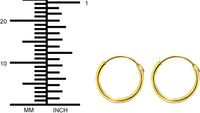 18k Yellow Gold Plated Sterling Silver 1/2" Hoop Earrings for Kids