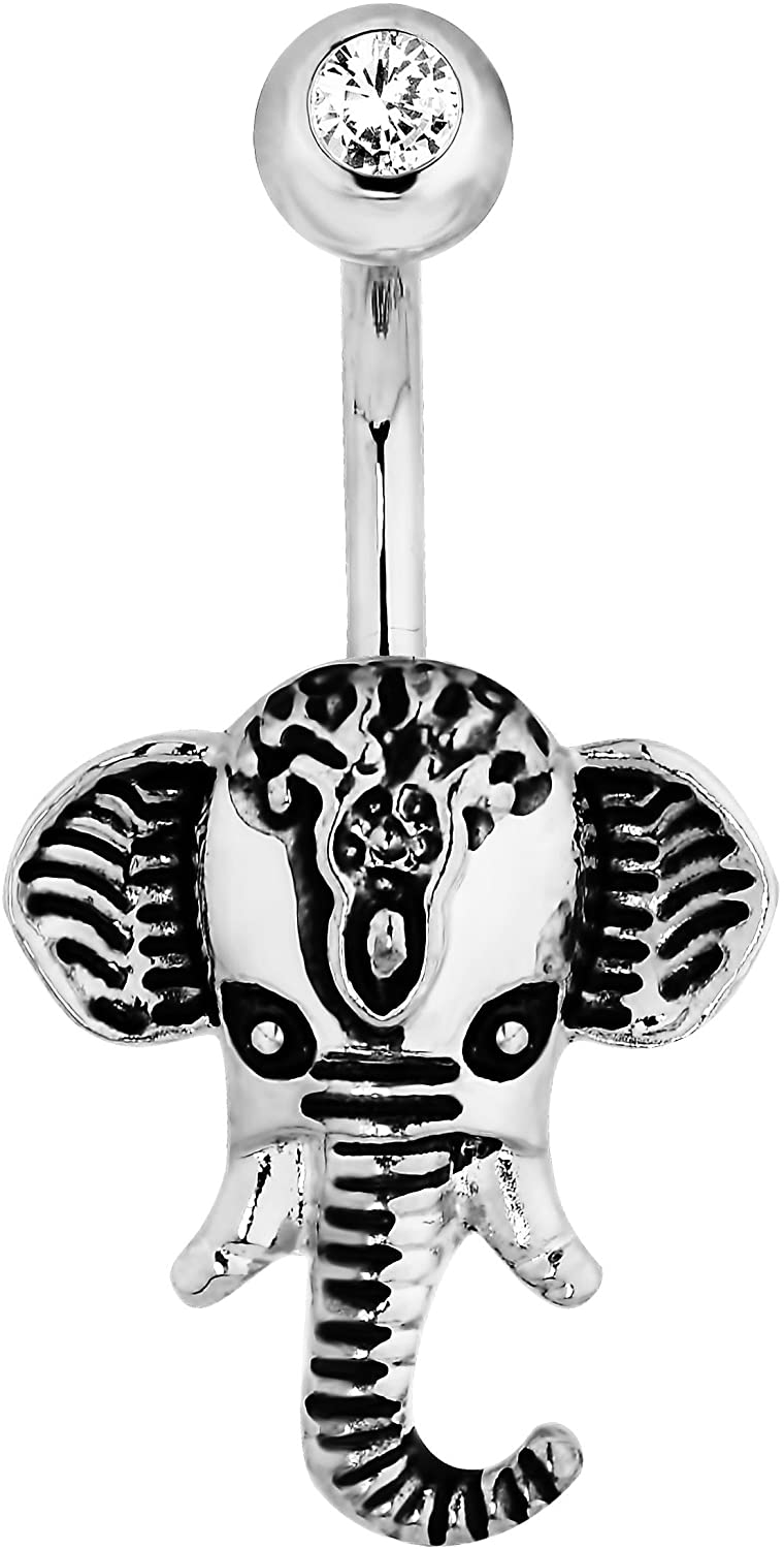 Forbidden Body Jewelry Surgical Steel Elephant Animal Belly Button Ring