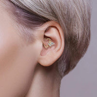 Forbidden Body Jewelry 16g Platinum & Gold Plated Heart w/CZ Butterfly Daith & Cartilage Hoop Earring