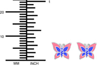 Hypoallergenic Sterling Silver Pink & Blue Butterfly Stud Earrings for Kids (Nickel Free)