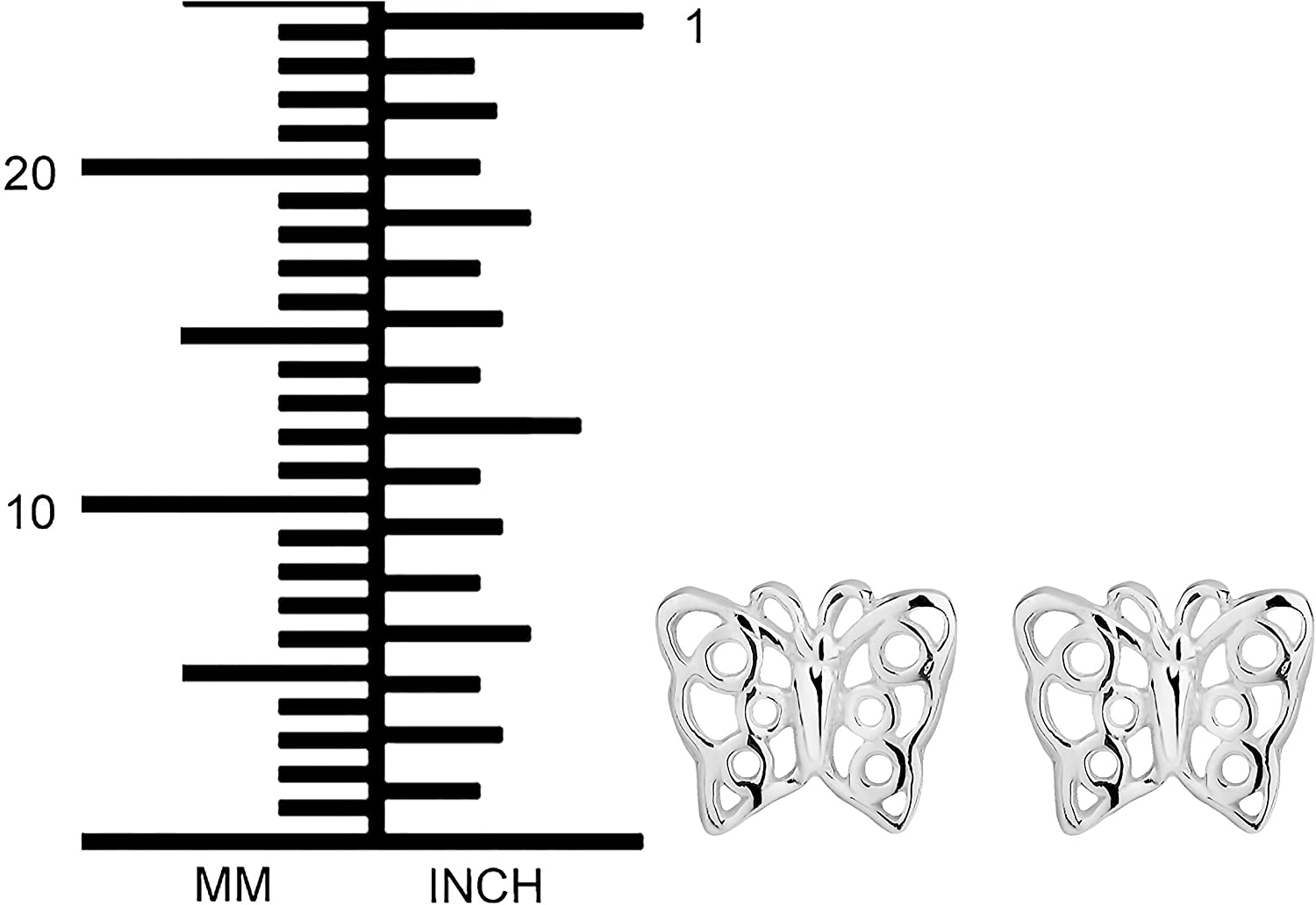 Hypoallergenic Sterling Silver Butterfly Filigree Stud Earrings for Kids (Nickel Free)