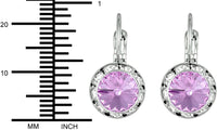 Austrian Crystal Silver Tone Framed Violet Lever Back Earrings for Women