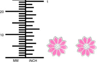 Hypoallergenic Sterling Silver Pink Flower with Crystal Stud Earrings for Kids (Nickel Free)