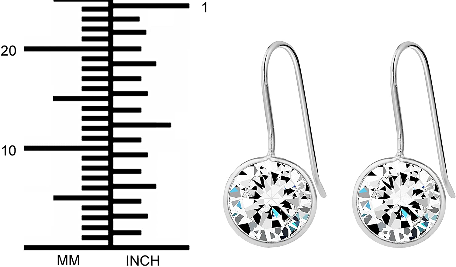 Sterling Silver Hypoallergenic Simulated Diamond 3/8" Round CZ French Wire Drop Earrings for Women