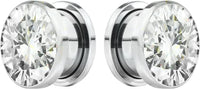 Forbidden Body Jewelry 8G-7/8 Surgical Steel Screw Fit CZ Center Tunnel Plug Earrings (Sold as Pair)