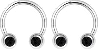 Forbidden Body Jewelry 14G 12mm Surgical Steel Front Facing CZ Crystal Nipple Piercing Horseshoe Rings, Sold in Pairs