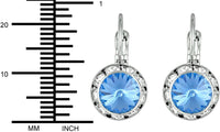 Austrian Crystal Silver Tone Framed Light Blue Lever Back Earrings for Women