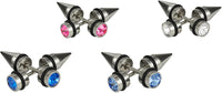 Forbidden Body Jewelry 4 Pairs of 16g 5mm Surgical Steel Spiked Cheater Plug Earrings with Black O-Rings and Crystals