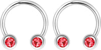 Forbidden Body Jewelry 14G 12mm Surgical Steel Front Facing CZ Crystal Nipple Piercing Horseshoe Rings, Sold in Pairs